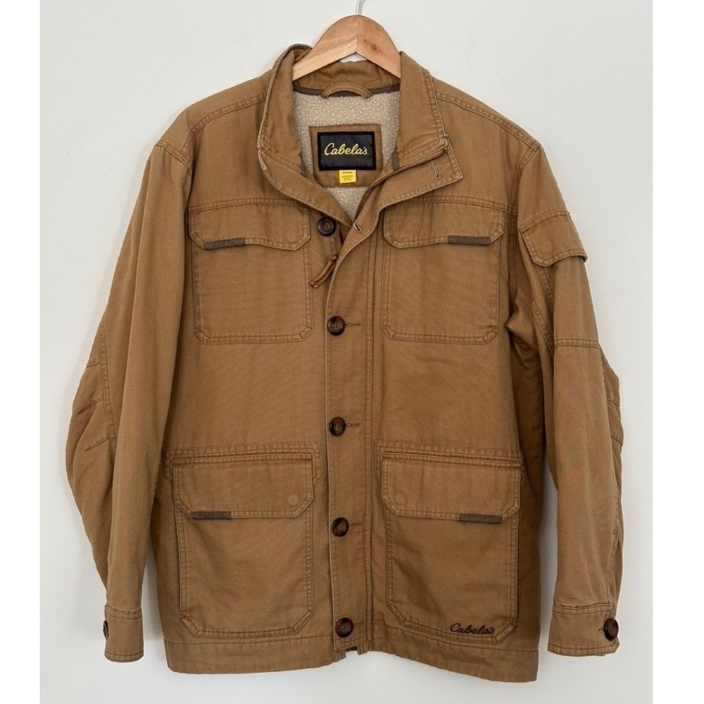 Cabelas Canvas Field Jacket Medium PrimaLoft Sherpa Flannel Lined Barn Workwear